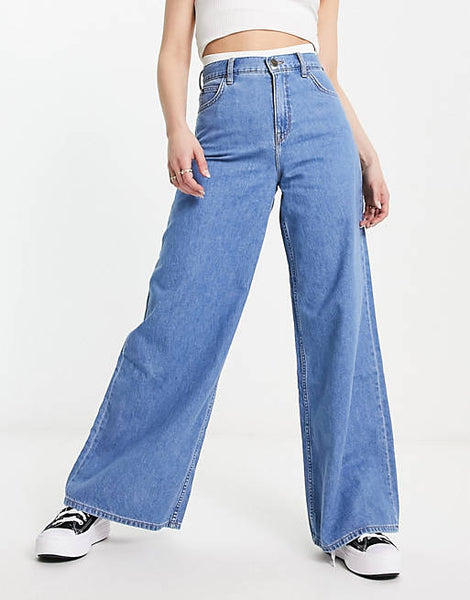 simplesip, ,High Waisted Wideleg  Baggy Jeans , Light Blue