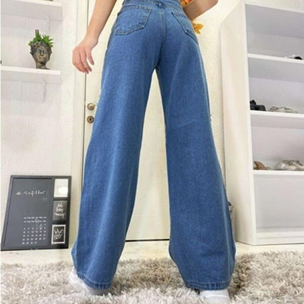 simplesip, ,High Waisted Wideleg  Baggy Jeans , Light Blue