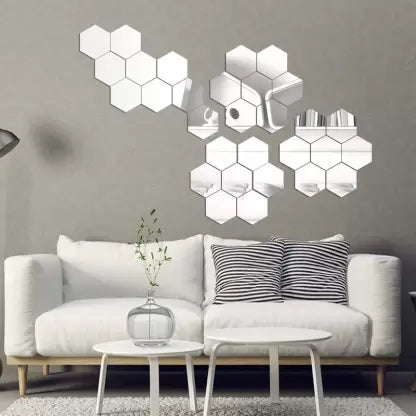 SimpleSip™ Acrylic Hexagon Mirror Wall Stickers ( Pack Of 32 )