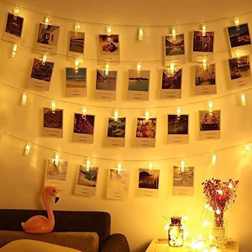 16 Photo Clip LED String Lights for Photo Hanging Birthday Festival Wedding Party for Home Patio Lawn Restaurants Home Decoration (Warm White)