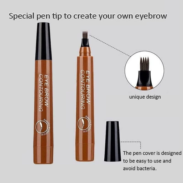 Precision™  Brow Perfection: Waterproof 4 Points Microblading Eyebrow Pen ,Micro-Fork Tip Applicator