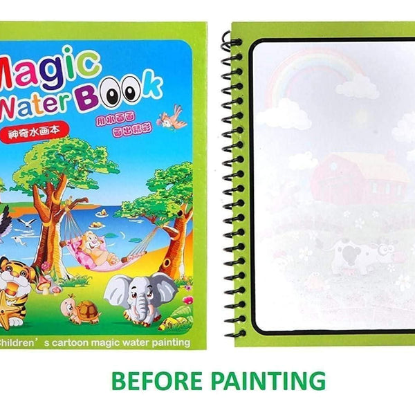 Reusable Magic Water Quick Dry Book Water Coloring Book Doodle with Magic Pen Painting Board for Children Education Drawing Pad (Multi Color, 4 Books)