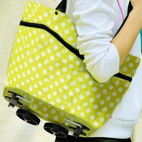 Shopping Trolley with Wheels Foldable Trolley Bag for Parents Students Shopping Men Women (Green)