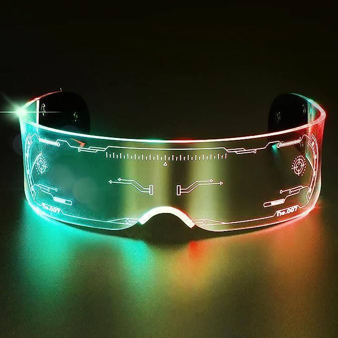 Led Glasses Light Up Glasses Led Visor Glasses 7 colors and 5 modes, Luminous Glasses for Halloween Cosplay Party Bar